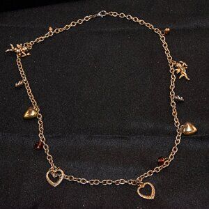 Vintage Gold Tone Charm Necklace 24"
